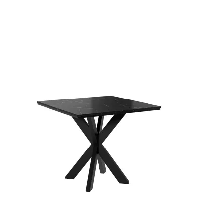 Dizajnový jedálenský stôl 90x90 MUKILTEO - mramor black royal / lesklý čierny / čierny