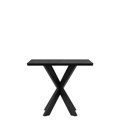 Dizajnový jedálenský stôl 90x90 MUKILTEO - mramor black royal / lesklý čierny / čierny