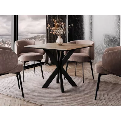 Dizajnový jedálenský stôl 90x90 MUKILTEO - dub wotan / čierny