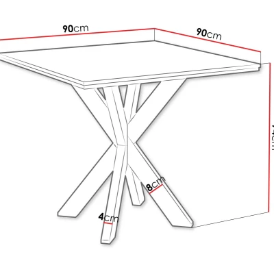 Dizajnový jedálenský stôl 90x90 MUKILTEO - mramor biely / lesklý biely / čierny