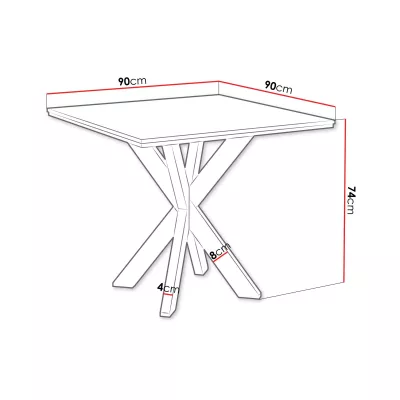 Dizajnový jedálenský stôl 90x90 MUKILTEO - mramor biely / lesklý biely / čierny
