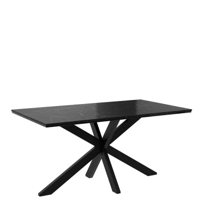 Dizajnový jedálenský stôl 160x90 SUMNER - mramor black royal / lesklý čierny / čierny