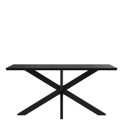 Dizajnový jedálenský stôl 160x90 SUMNER - mramor black royal / lesklý čierny / čierny