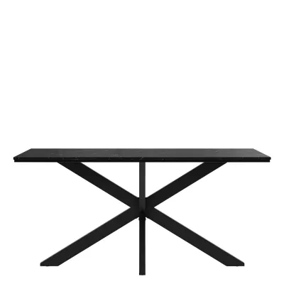 Dizajnový jedálenský stôl 160x90 SUMNER - mramor black royal / lesklý čierny / čierny