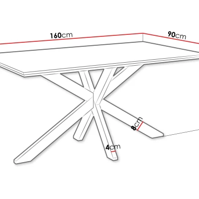 Dizajnový jedálenský stôl 160x90 SUMNER - mramor black royal / lesklý čierny / čierny