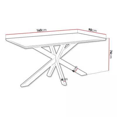 Dizajnový jedálenský stôl 160x90 SUMNER - mramor black royal / lesklý čierny / čierny