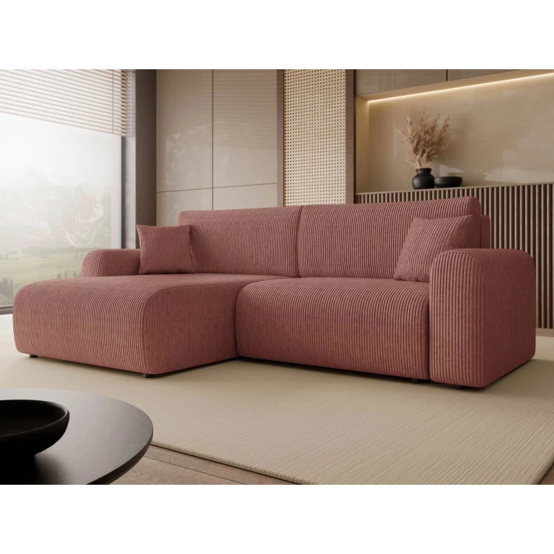 Rozkladacia rohová sedačka s úložným priestorom YAKIMA - indická ružová