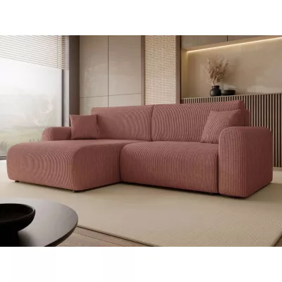 Rozkladacia rohová sedačka s úložným priestorom YAKIMA - indická ružová