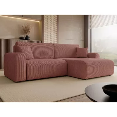 Rozkladacia rohová sedačka s úložným priestorom YAKIMA - indická ružová