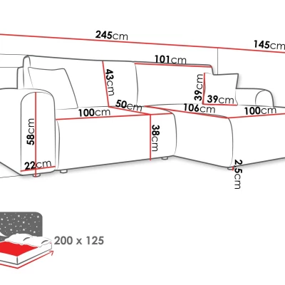 Rozkladacia rohová sedačka s úložným priestorom YAKIMA - tehlová