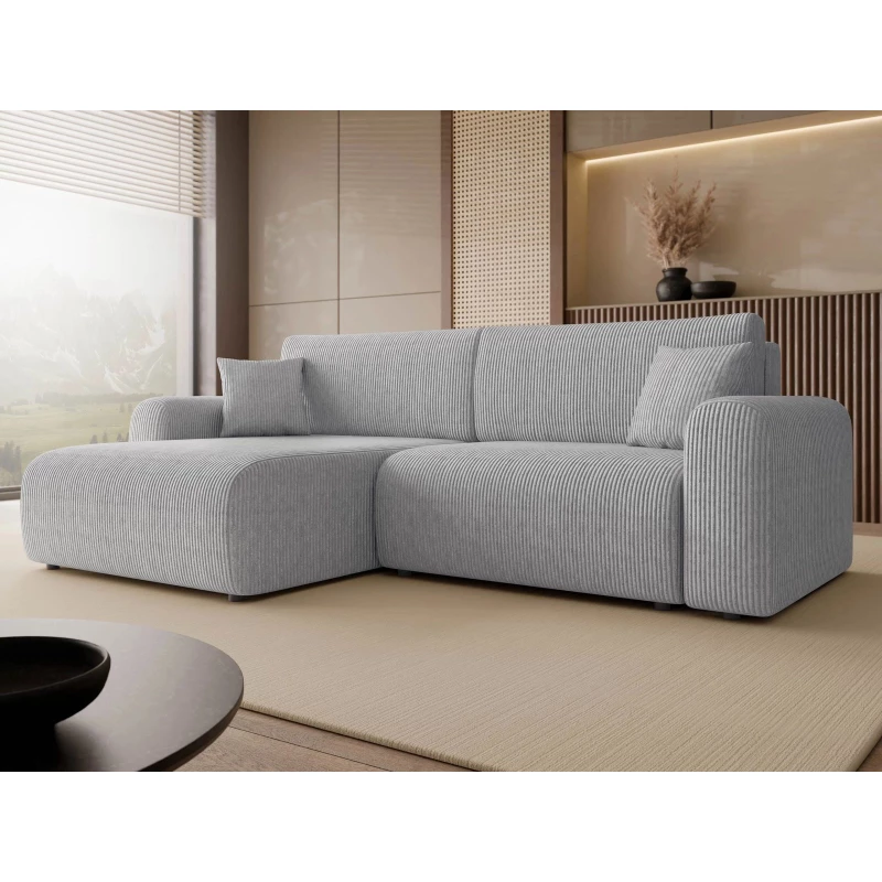 Rozkladacia rohová sedačka s úložným priestorom YAKIMA - svetlá popolavá