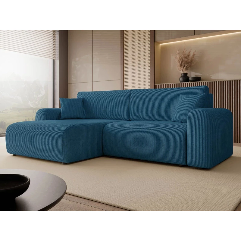 Rozkladacia rohová sedačka s úložným priestorom YAKIMA - blankytná modrá