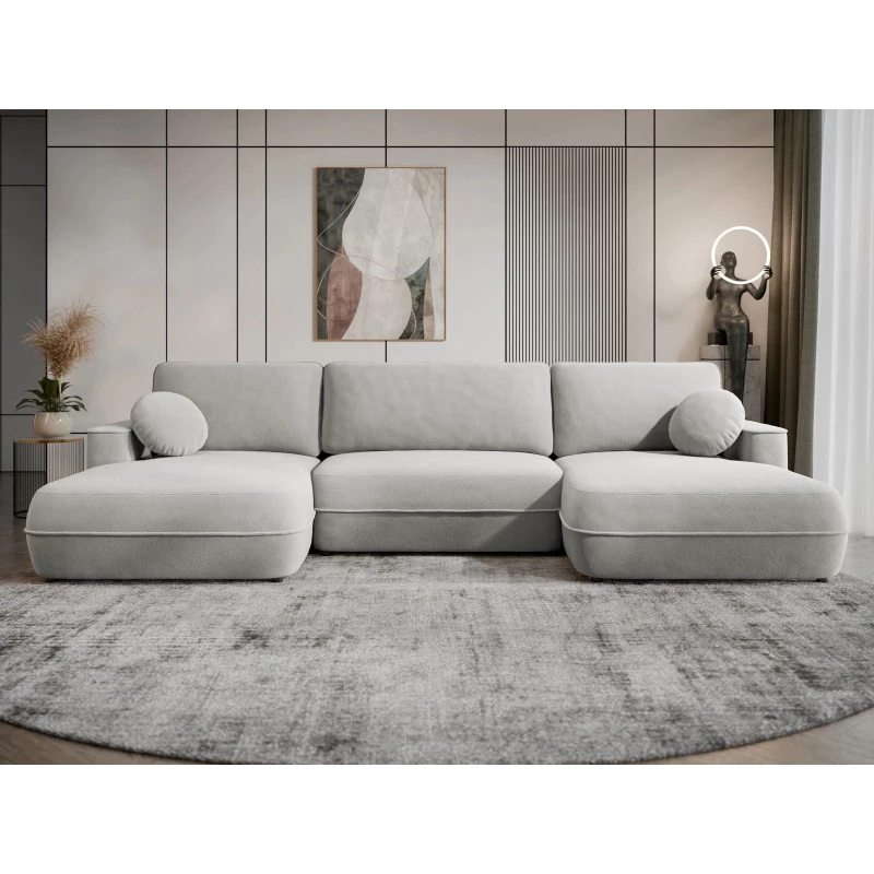 Rozkladacia sedačka do U s úložným priestorom TACOMA - svetlá šedá