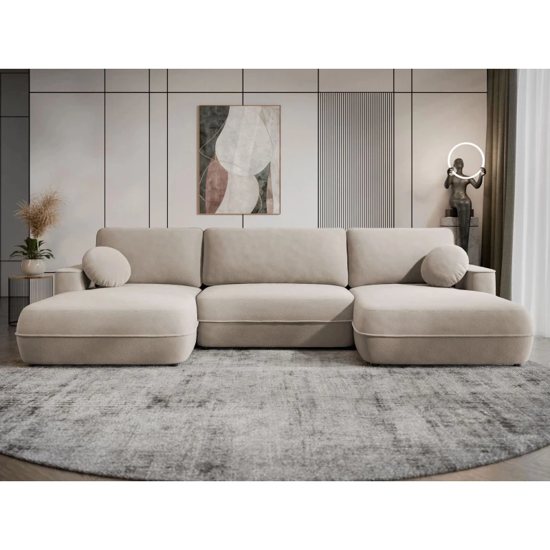 Rozkladacia sedačka do U s úložným priestorom TACOMA - béžovohnedá