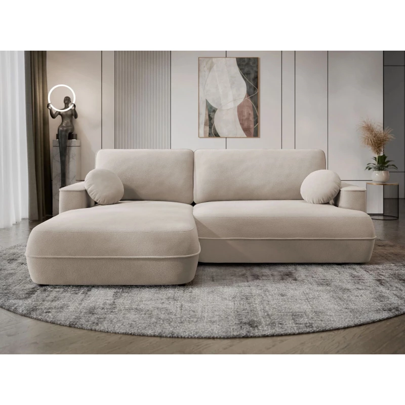 Rozkladacia rohová sedačka s úložným priestorom TACOMA - béžovohnedá, ľavý roh