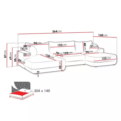 Rozkladacia sedačka do U s úložným priestorom TACOMA - špinavá biela