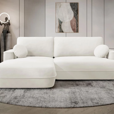 Rozkladacia rohová sedačka s úložným priestorom TACOMA - špinavá biela, ľavý roh