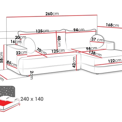 Rozkladacia rohová sedačka s úložným priestorom TACOMA - béžovohnedá, pravý roh