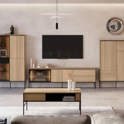 Zostava nábytku do obývačky ANACORTES - dub + LED osvetlenie ZDARMA