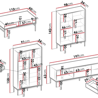 Zostava nábytku do obývačky ANACORTES - dub + LED osvetlenie ZDARMA