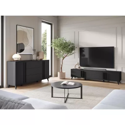 Nábytok do obývacej izby POULSBO 3 - čierny grafitový
