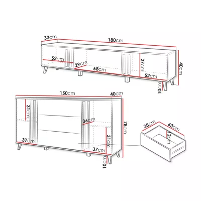 Nábytok do obývacej izby POULSBO 3 - čierny grafitový