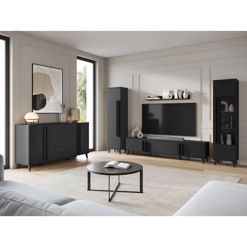 Zostava do obývacej izby POULSBO 4 - čierna grafitová Zostava do obývacej izby POULSBO 4 - čierna grafitová