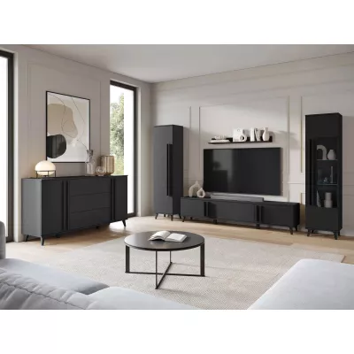 Zostava do obývacej izby POULSBO 4 - čierna grafitová