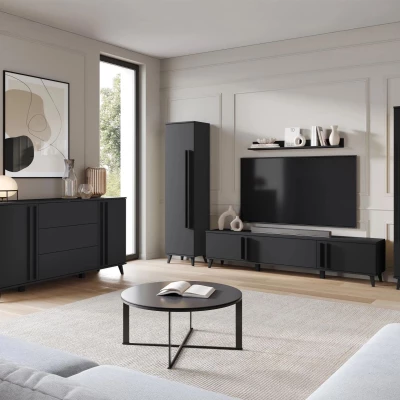 Zostava do obývacej izby POULSBO 4 - čierna grafitová + LED osvetlenie ZDARMA Zostava do obývacej izby POULSBO 4 - čierna grafitová + LED osvetlenie ZDARMA