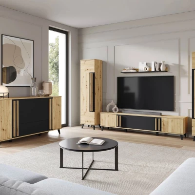 Zostava do obývacej izby POULSBO 4 - dub artisan / čierna grafitová + LED osvetlenie ZDARMA Zostava do obývacej izby POULSBO 4 - dub artisan / čierna grafitová + LED osvetlenie ZDARMA