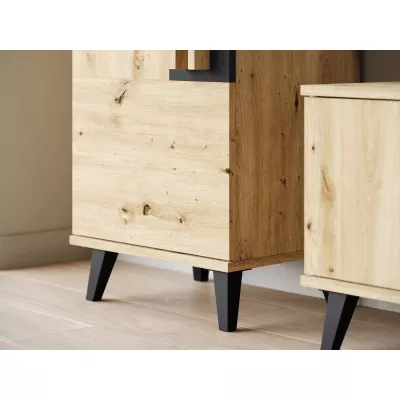 Zostava do obývacej izby POULSBO 4 - dub artisan / čierna grafitová + LED osvetlenie ZDARMA