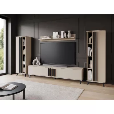 Stena do obývacej izby POULSBO 1 - congo / čierna grafitová