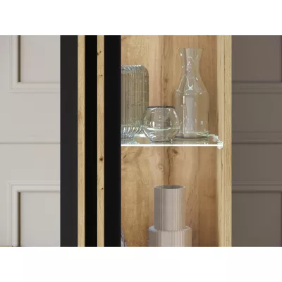 Zostava do obývacej izby POULSBO 4 - čierna grafitová + LED osvetlenie ZDARMA