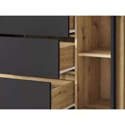 Zostava do obývacej izby POULSBO 4 - čierna grafitová + LED osvetlenie ZDARMA