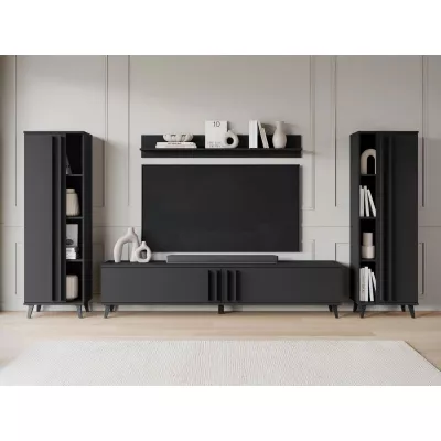 Stena do obývacej izby POULSBO 1 - čierna grafitová