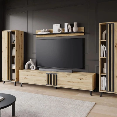 Stena do obývacej izby POULSBO 1 - dub artisan / čierna grafitová Stena do obývacej izby POULSBO 1 - dub artisan / čierna grafitová