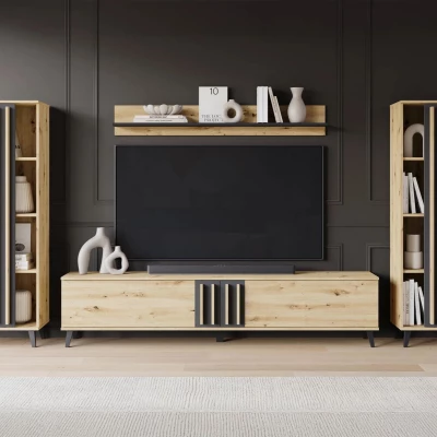 Stena do obývacej izby POULSBO 1 - dub artisan / čierna grafitová Stena do obývacej izby POULSBO 1 - dub artisan / čierna grafitová