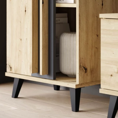 Stena do obývacej izby POULSBO 1 - dub artisan / čierna grafitová Stena do obývacej izby POULSBO 1 - dub artisan / čierna grafitová