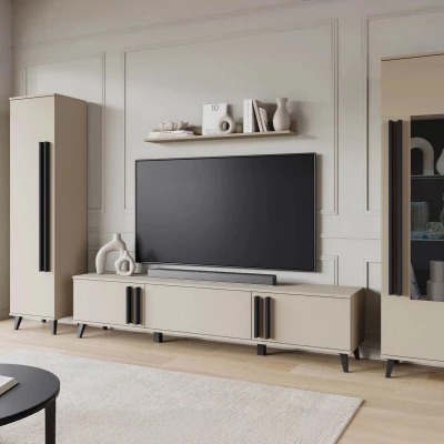 Stena do obývačky POULSBO 2 - congo / čierna grafitová