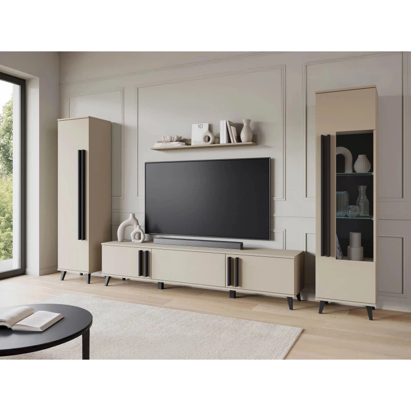 Stena do obývačky POULSBO 2 - congo / čierna grafitová