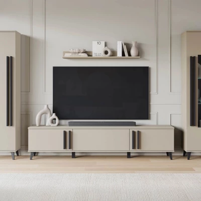 Stena do obývačky POULSBO 2 - congo / čierna grafitová