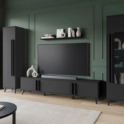 Stena do obývačky POULSBO 2 - čierna grafitová