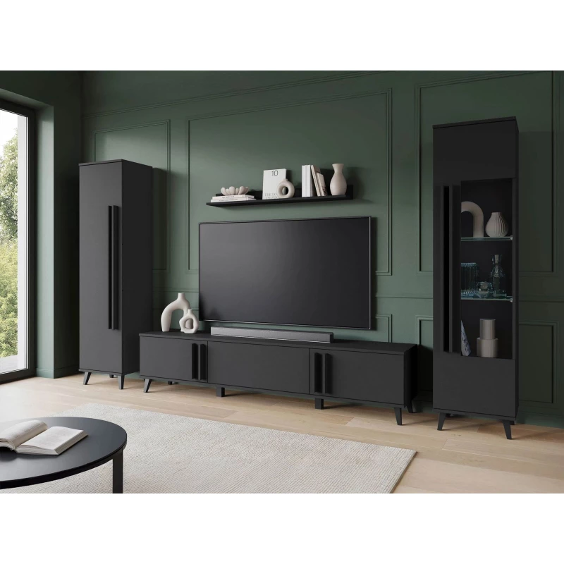 Stena do obývačky POULSBO 2 - čierna grafitová