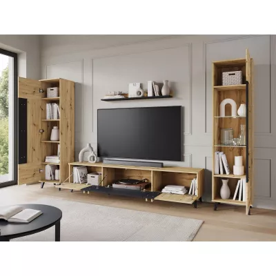 Stena do obývačky POULSBO 2 - congo / čierna grafitová