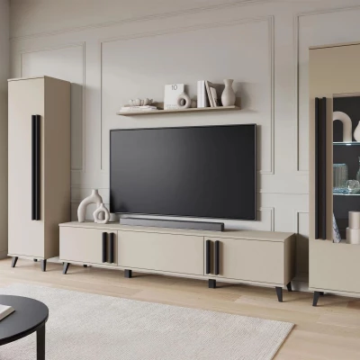 Stena do obývačky POULSBO 2 - congo / čierna grafitová + LED osvetlenie ZDARMA