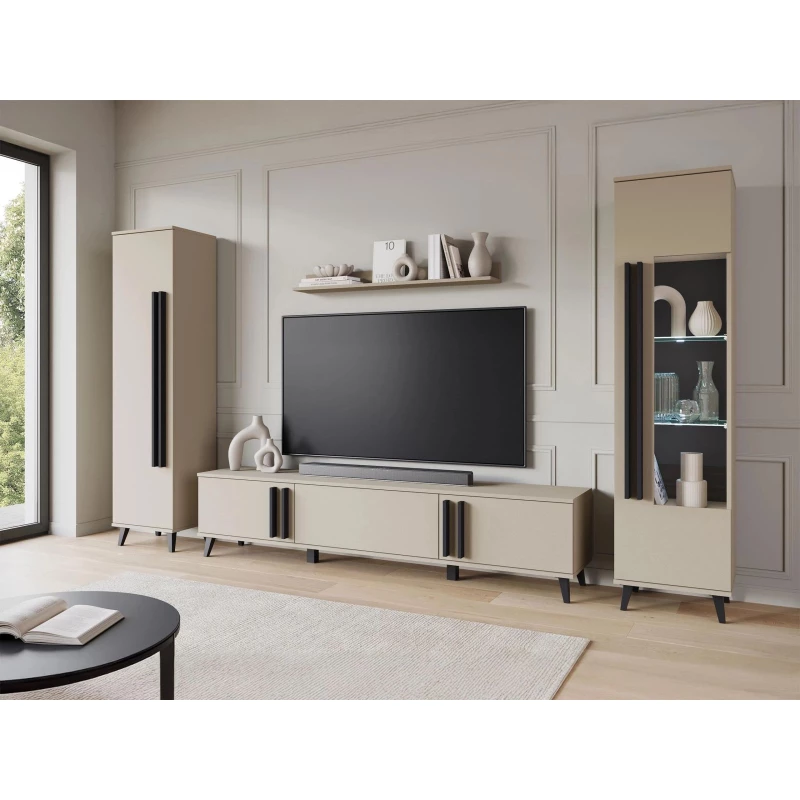 Stena do obývačky POULSBO 2 - congo / čierna grafitová + LED osvetlenie ZDARMA