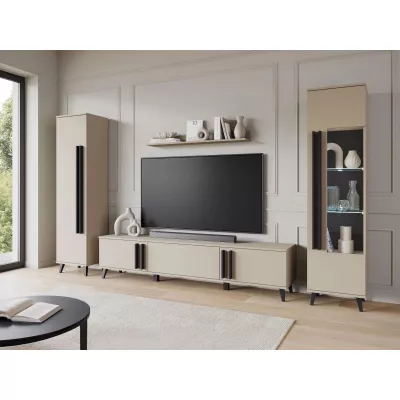 Stena do obývačky POULSBO 2 - congo / čierna grafitová + LED osvetlenie ZDARMA