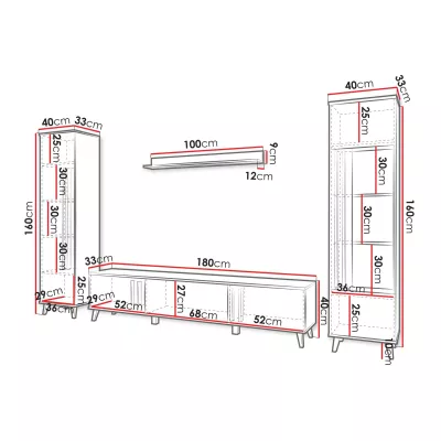 Stena do obývačky POULSBO 2 - čierna grafitová