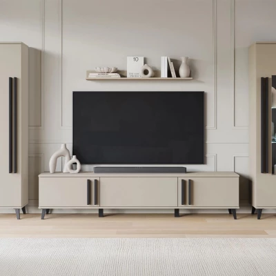 Stena do obývačky POULSBO 2 - congo / čierna grafitová + LED osvetlenie ZDARMA