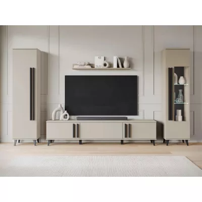 Stena do obývačky POULSBO 2 - congo / čierna grafitová + LED osvetlenie ZDARMA